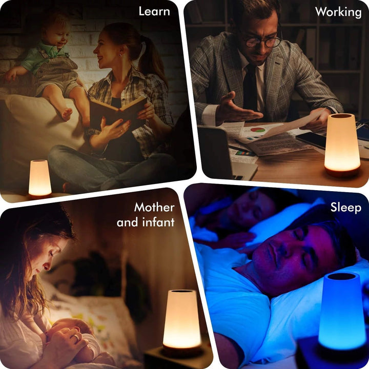 Dimmable Touch Lamp for Bedroom, Portable Table Bedside Desk Lamps, 5 Brightness and 13 RGB Colors, Suitable for Bedroom/Bathroom/Hallways/Living Room/Office