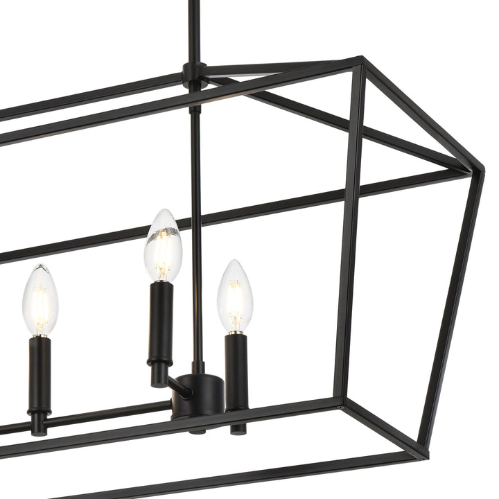 5-Light Kitchen Island Lighting Linear Traditional Classic Chandeliers, Farmhouse Dining Room Light Candle Pendant Lighting Hanging Matte Black Finish for Foyer Restaurant, E12 Base