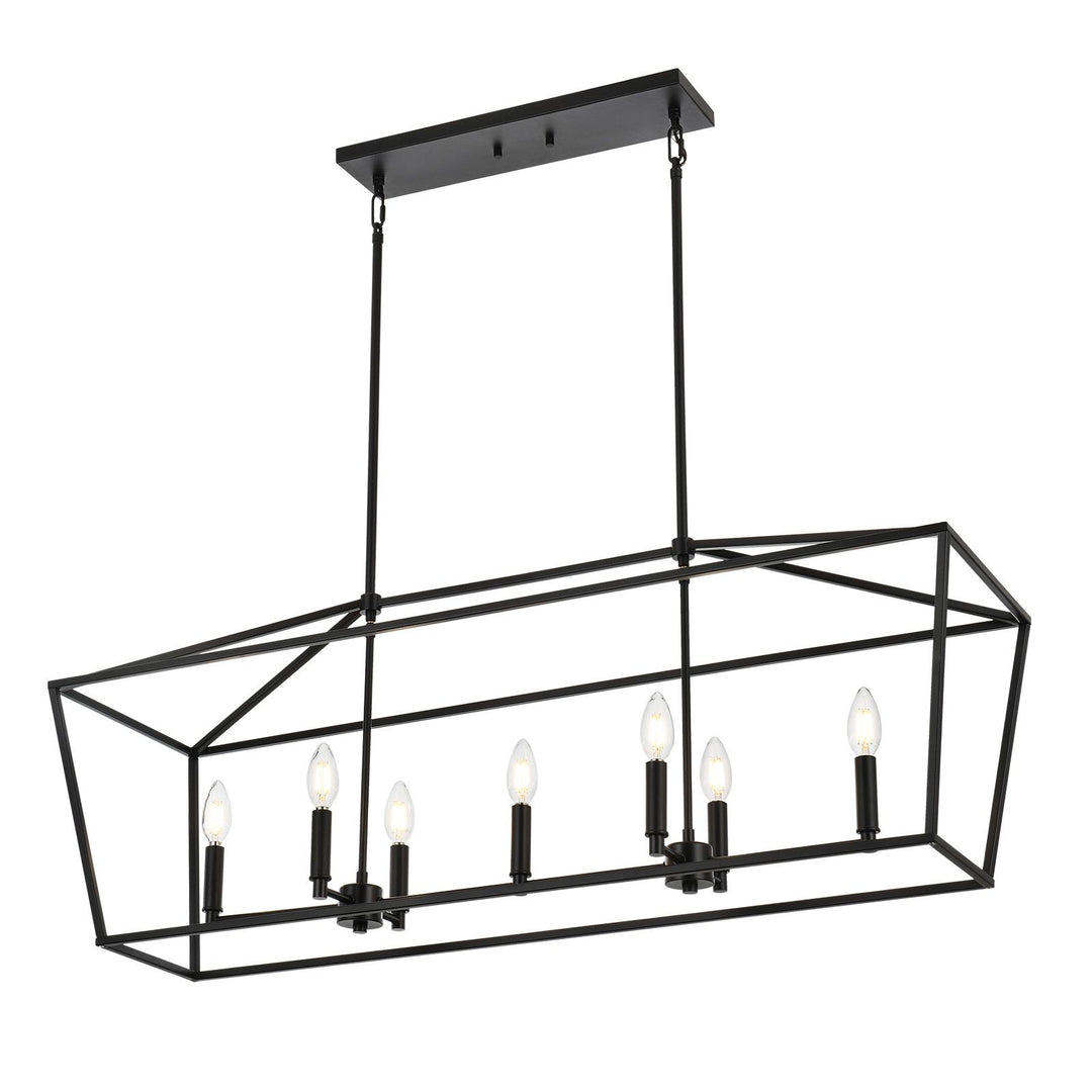 5-Light Kitchen Island Lighting Linear Traditional Classic Chandeliers, Farmhouse Dining Room Light Candle Pendant Lighting Hanging Matte Black Finish for Foyer Restaurant, E12 Base