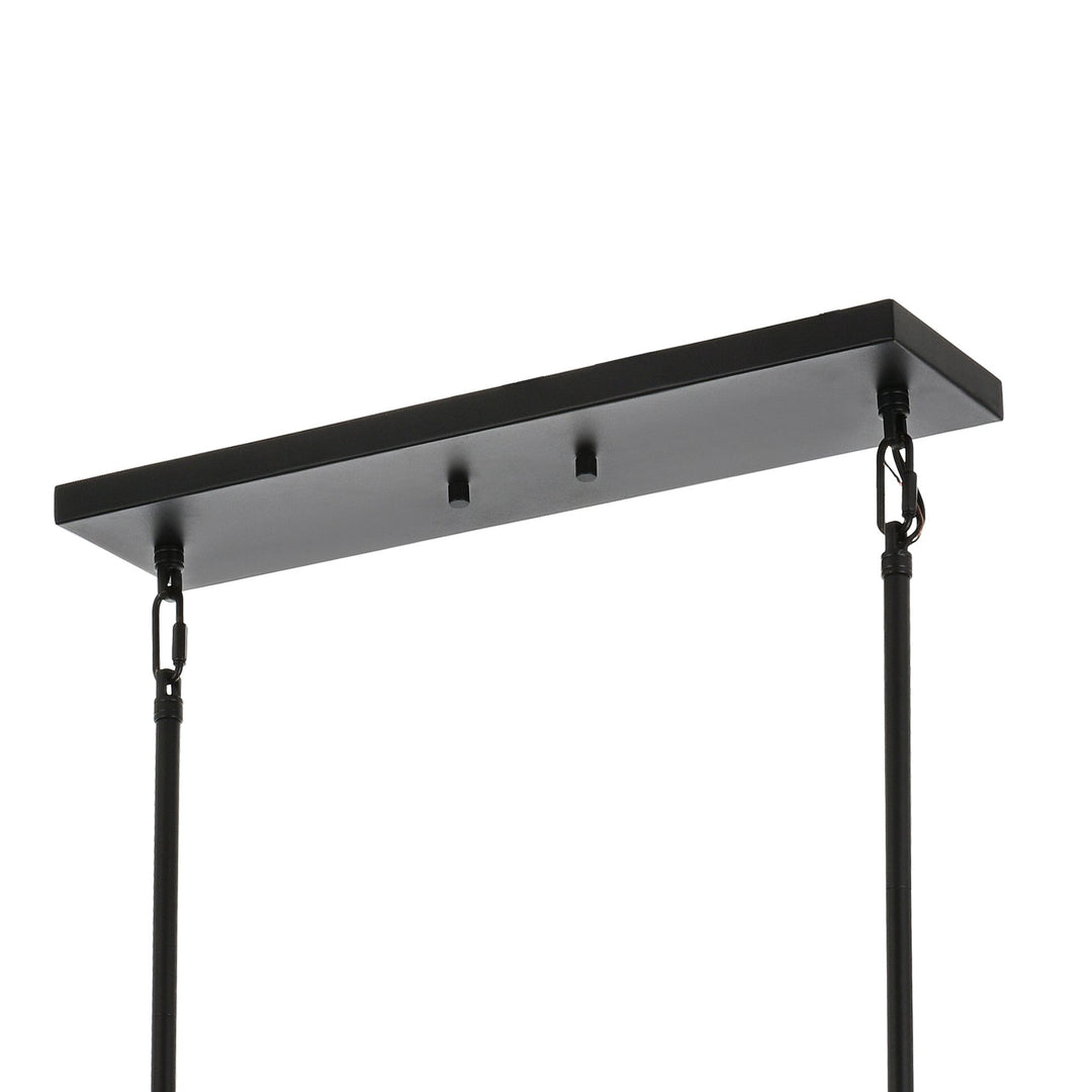 5-Light Kitchen Island Lighting Linear Traditional Classic Chandeliers, Farmhouse Dining Room Light Candle Pendant Lighting Hanging Matte Black Finish for Foyer Restaurant, E12 Base