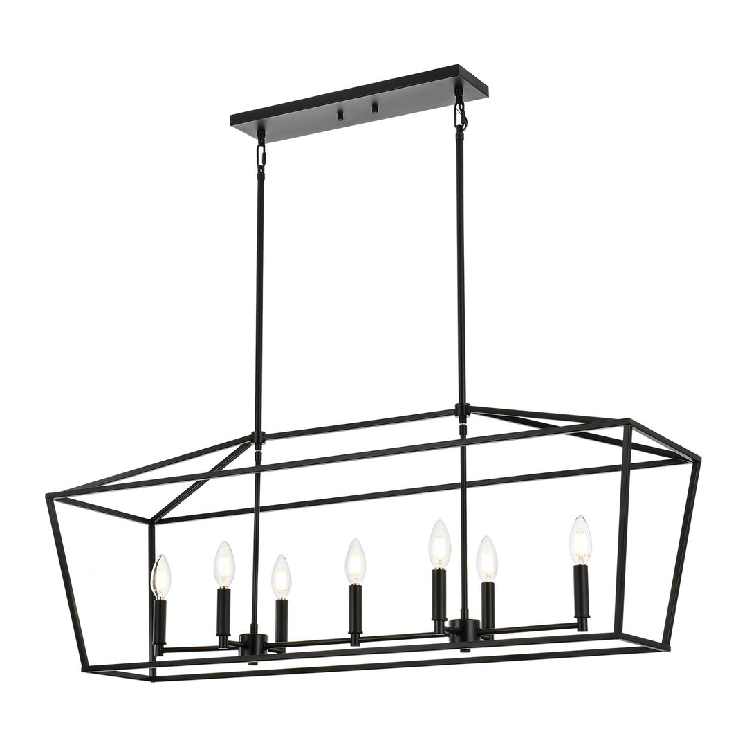 5-Light Kitchen Island Lighting Linear Traditional Classic Chandeliers, Farmhouse Dining Room Light Candle Pendant Lighting Hanging Matte Black Finish for Foyer Restaurant, E12 Base