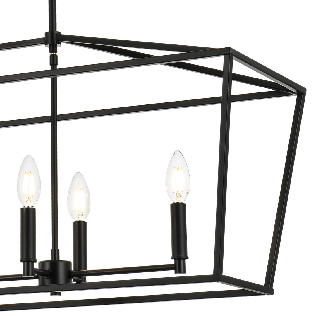 5-Light Kitchen Island Lighting Linear Traditional Classic Chandeliers, Farmhouse Dining Room Light Candle Pendant Lighting Hanging Matte Black Finish for Foyer Restaurant, E12 Base