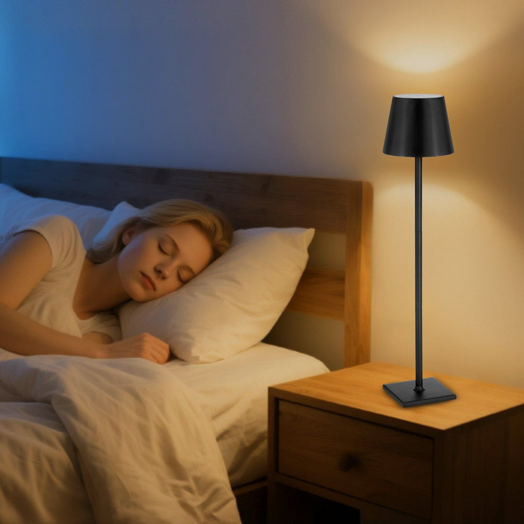 Cordless Table Lamp 2 PCS Rechargeable Battery Desk Lamp Adjustable Height Black