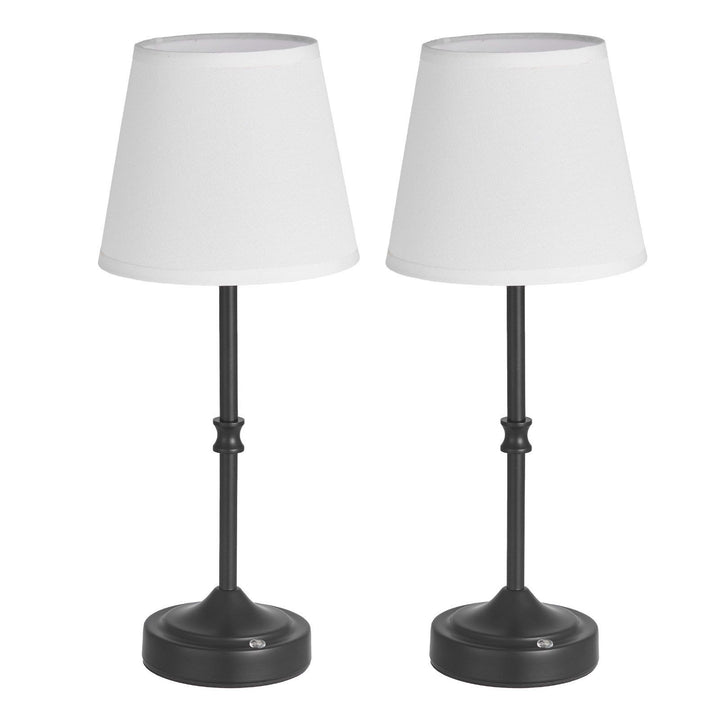 Cordless Table Lamp 2 Pack Rechargeable Battery Desk Lamp Fabric Shade Black
