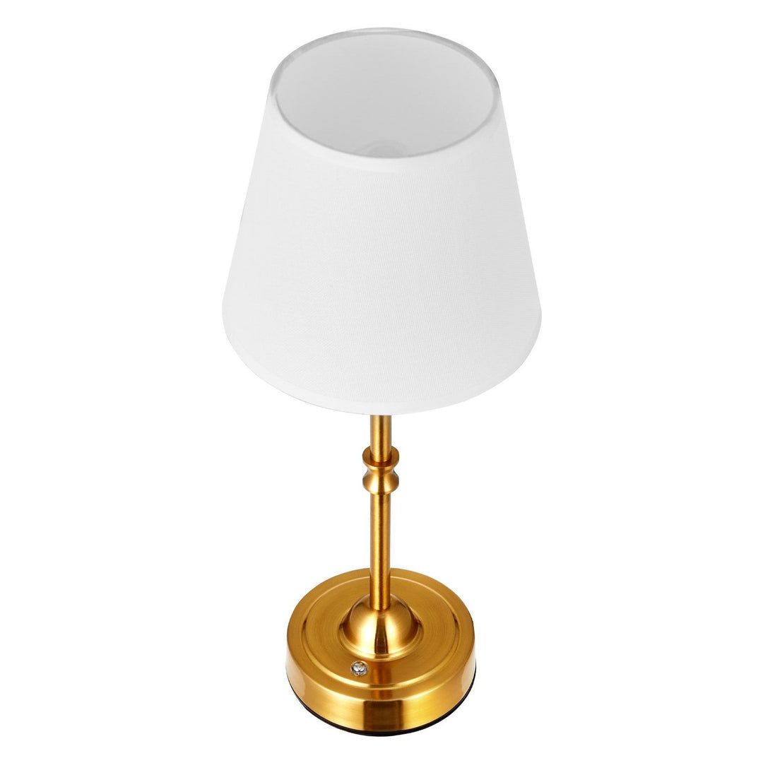 Cordless Table Lamp 5200mAh Rechargeable Battery Desk Lamp Fabric Shade Gold