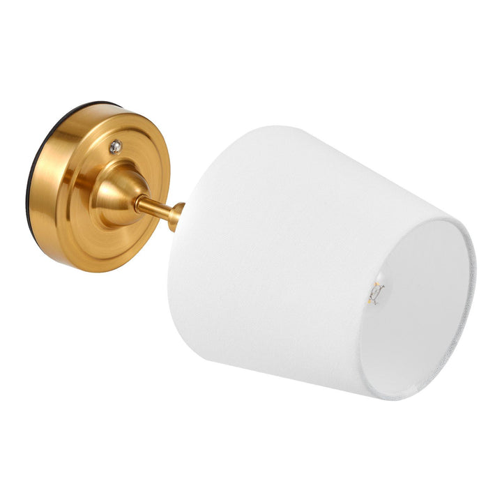 Cordless Table Lamp Rechargeable Battery Small Desk Lamp Fabric Shade Gold