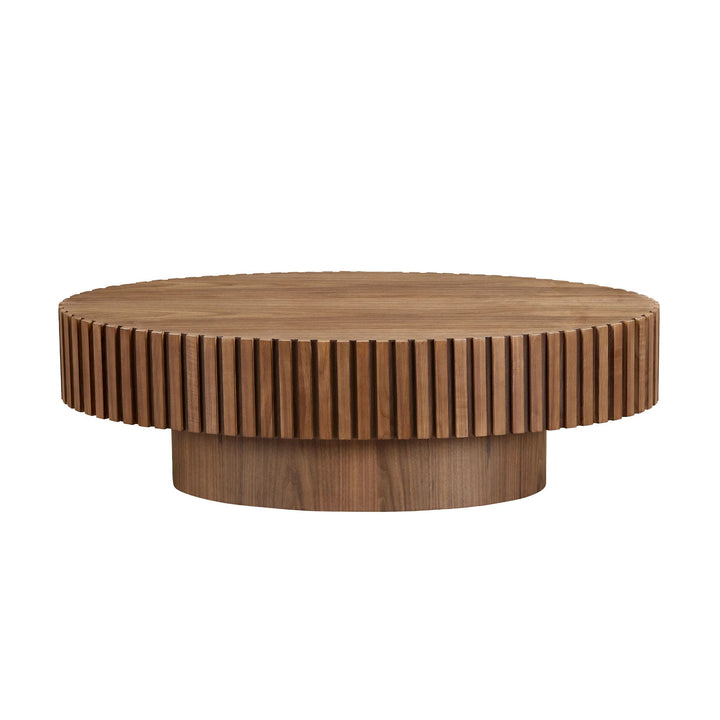 Modern Handcraft Drum Coffee Table Length 43.7 inch Ellipse Coffee Table for Living Room,Oval Small Coffee Table with Sturdy Pedestal