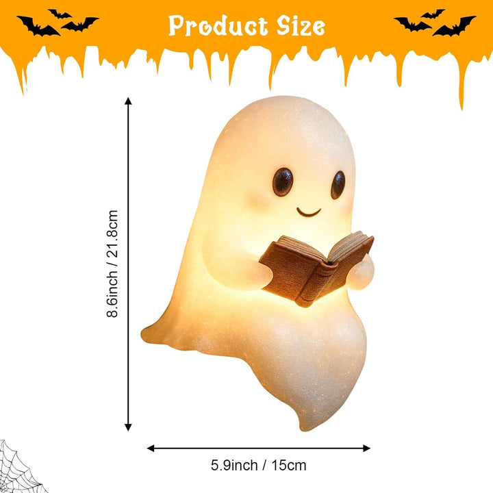Cute Ghost Reading Book Lamp – 6″ Halloween Night Light Decor | Trufairs