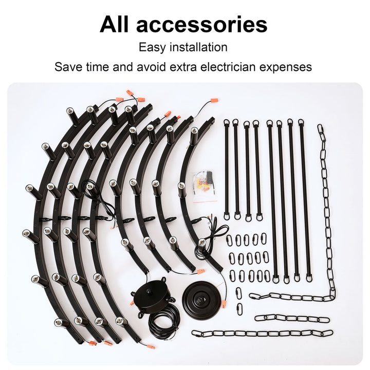 2 Tiers Wagon Wheel Chandelier Wooden Farmhouse 36-Light(24+12) or (12+24 ), Black Metal Chandeliers 2-Story Light Fixtures Industrial for High Ceiling Living Dining Room Foyer. Adjustable Height