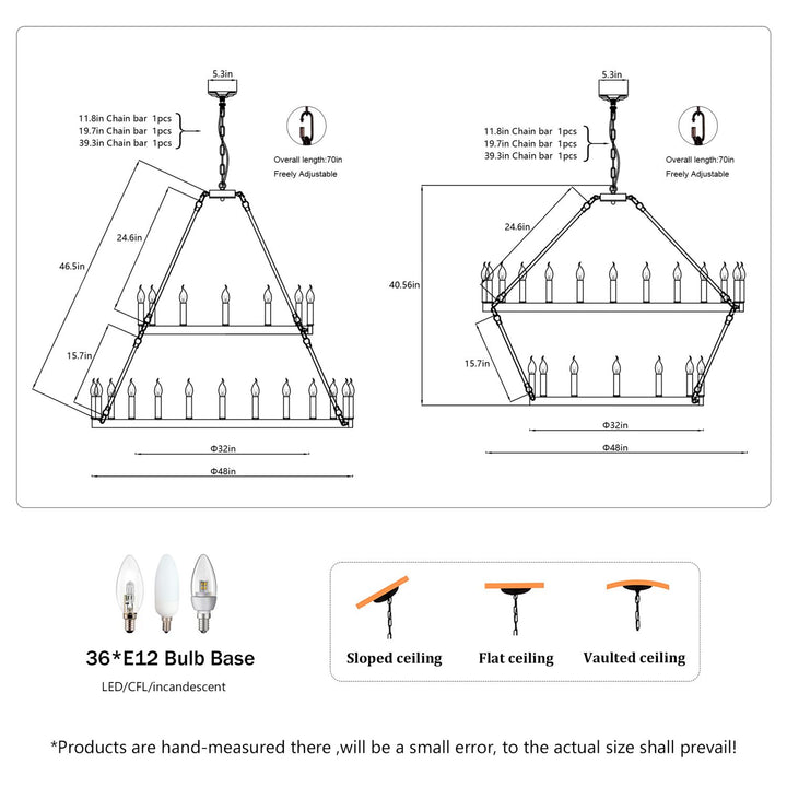 2 Tiers Wagon Wheel Chandelier Wooden Farmhouse 36-Light(24+12) or (12+24 ), Black Metal Chandeliers 2-Story Light Fixtures Industrial for High Ceiling Living Dining Room Foyer. Adjustable Height