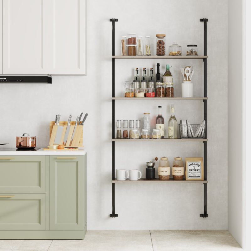 Industrial Style Shelving with Metal Frame for Living Room Kitchen