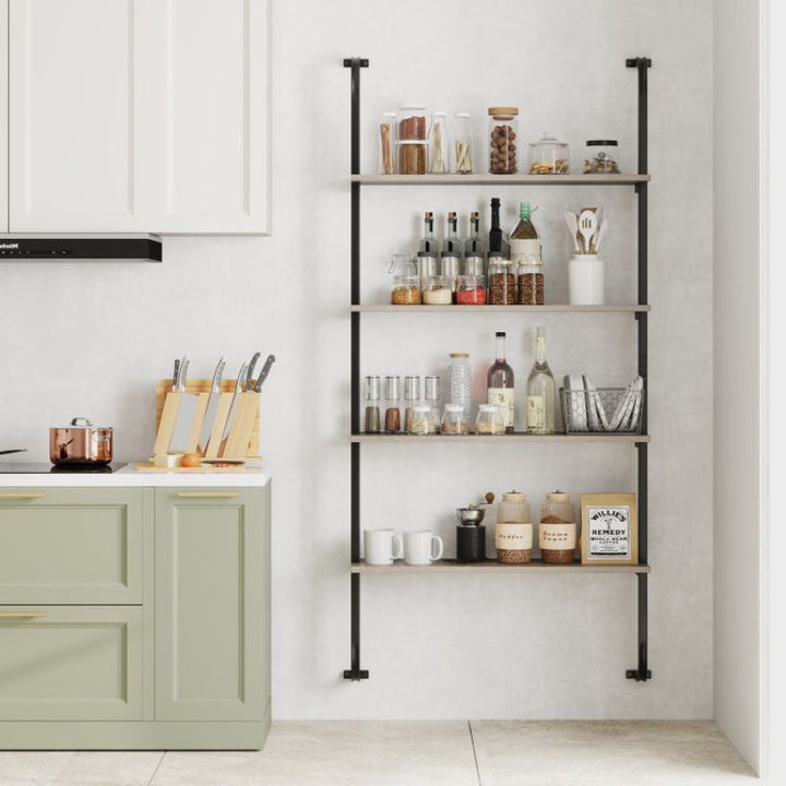 Industrial Style Shelving with Metal Frame for Living Room Kitchen