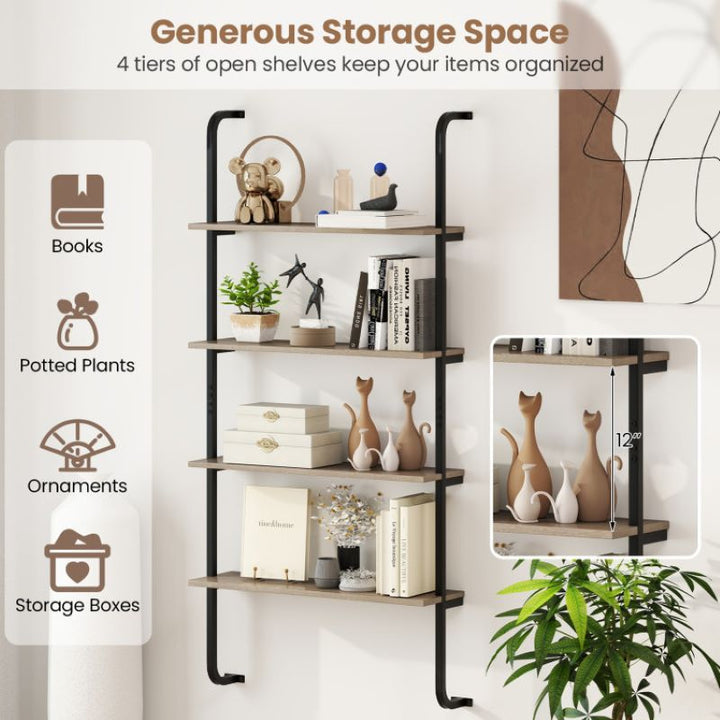 Industrial Style Shelving with Metal Frame for Living Room Kitchen