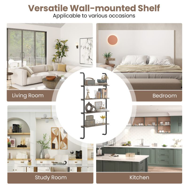 Industrial Style Shelving with Metal Frame for Living Room Kitchen