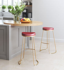 Bree Barstool Burgundy & Gold