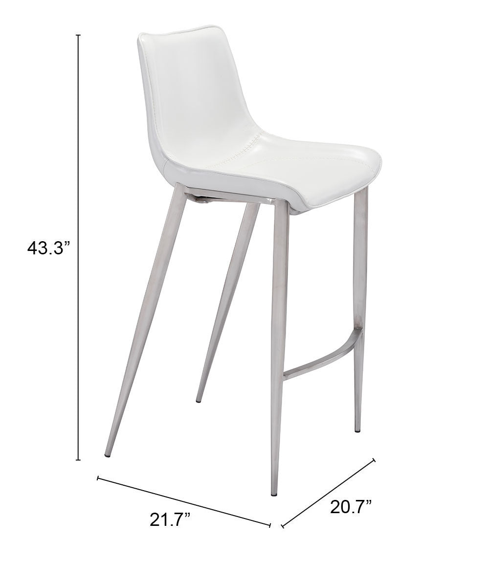 Magnus Barstool White & Silver