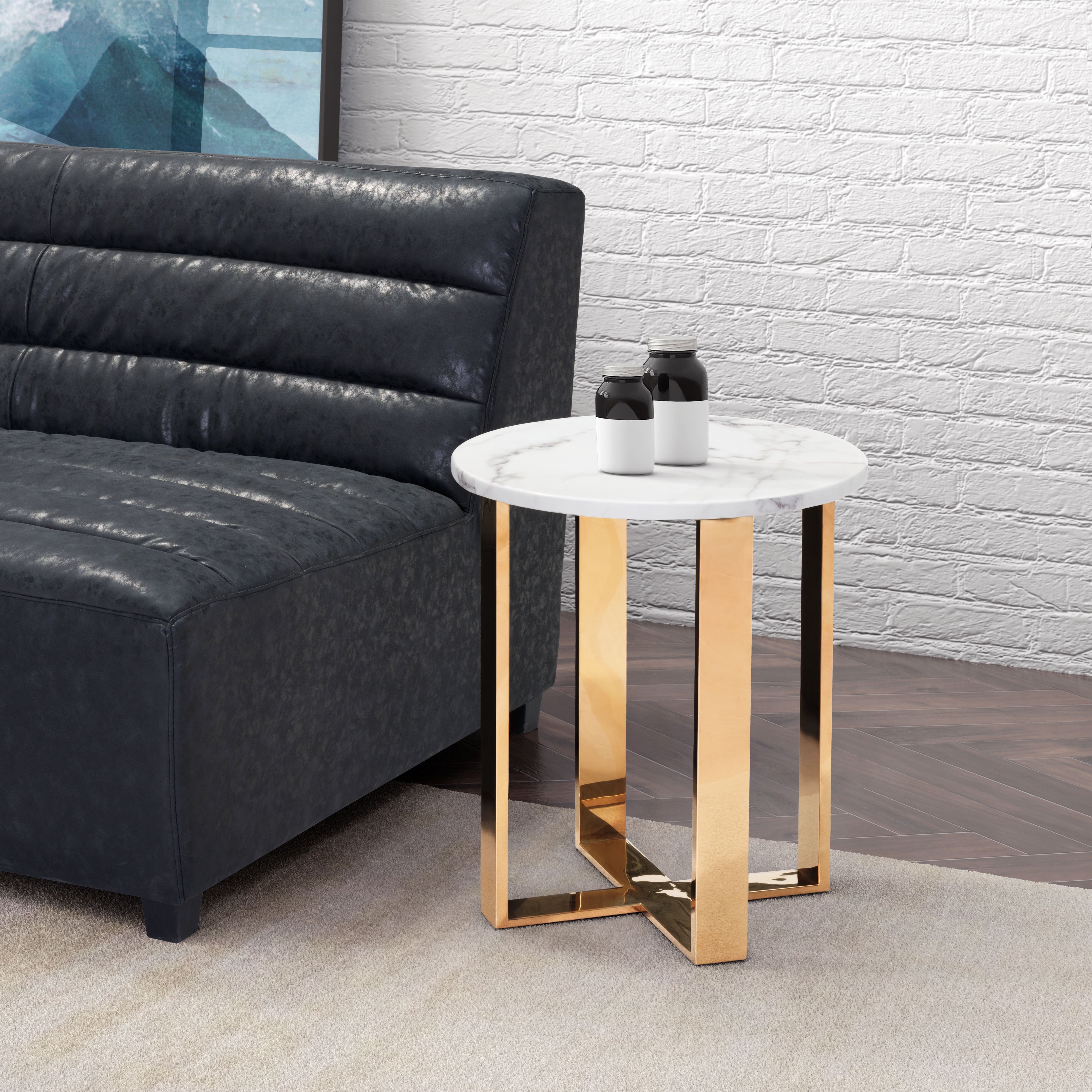 Atlas End Table White & Gold