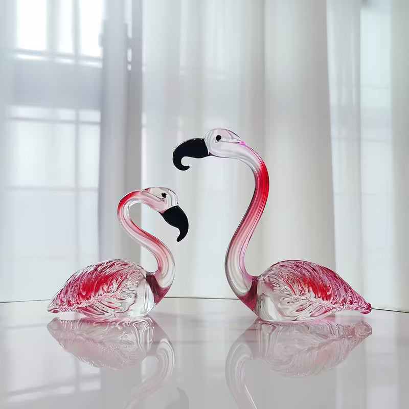 Glass Flamingo Figurine – Hand-Blown Art Glass Decor