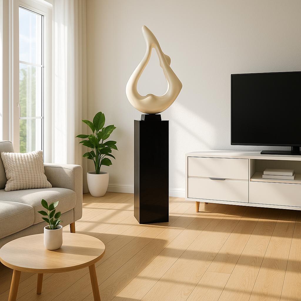 Exclusive Yoga White Sculpture with Black Base - Premium 59" Floor Art Collection