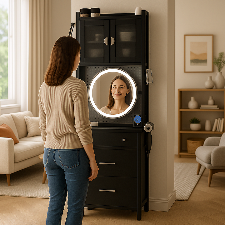 Ultimate Compact Beauty Station with Smart LED Mirror and Charging Hub - Space-Saving Vanity Desk with Hidden Storage Stool for Small Bedrooms