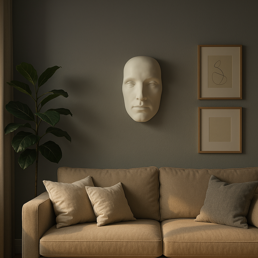 Premium Sumerian Masculine Face Wall Sculpture - Matte White Resin Statement Piece with Ancient-Inspired Design