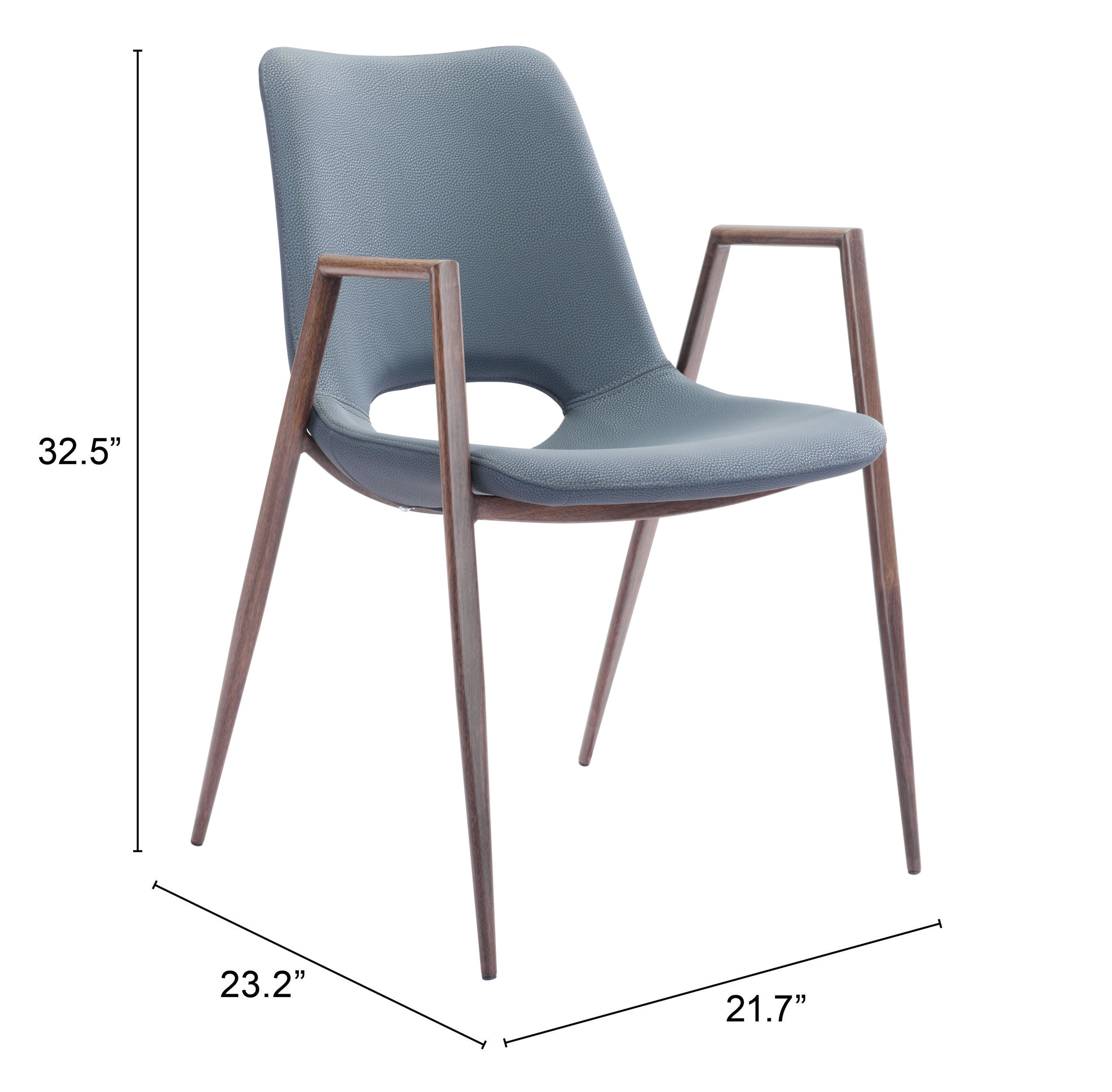 Desi Dining Chair Azure Gray & Walnut