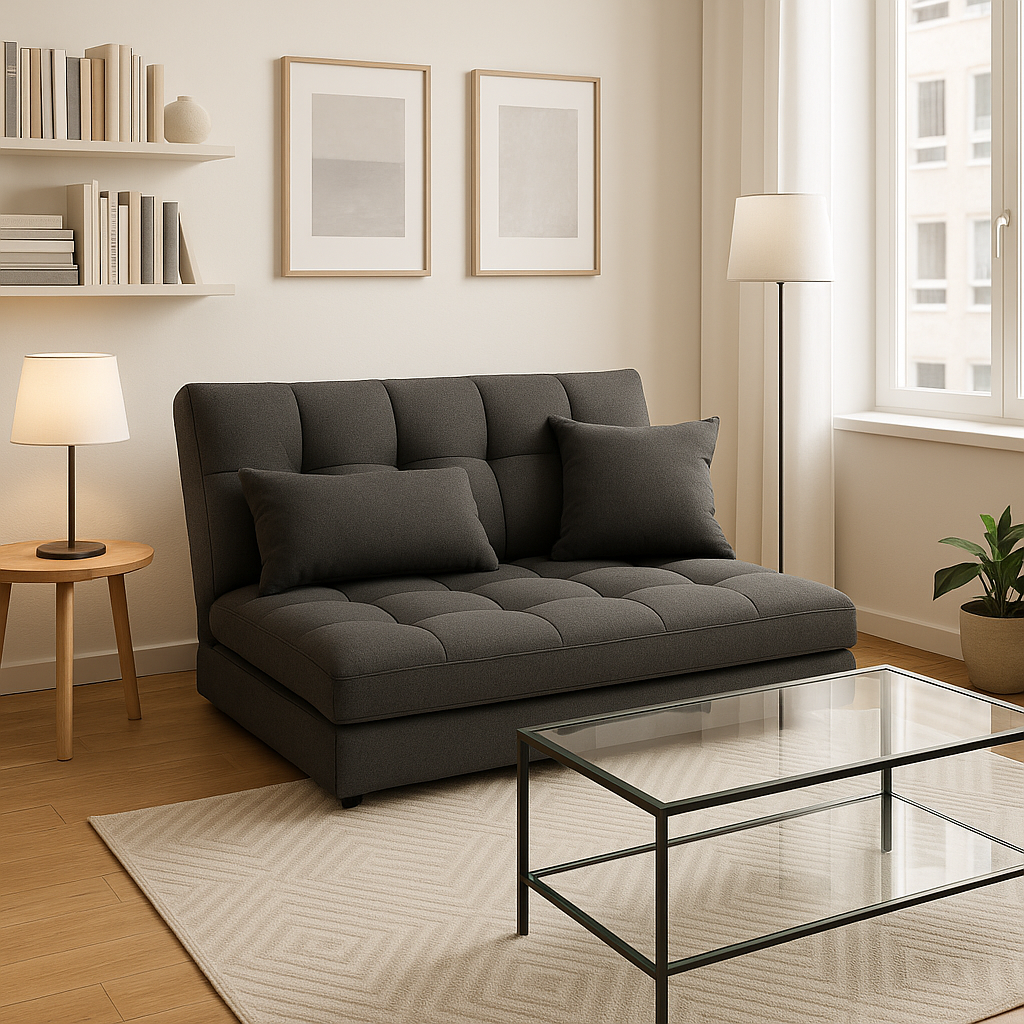 Compact Gray Convertible Sleeper Loveseat with Toss Pillows – The Ultimate Space-Saving Investment