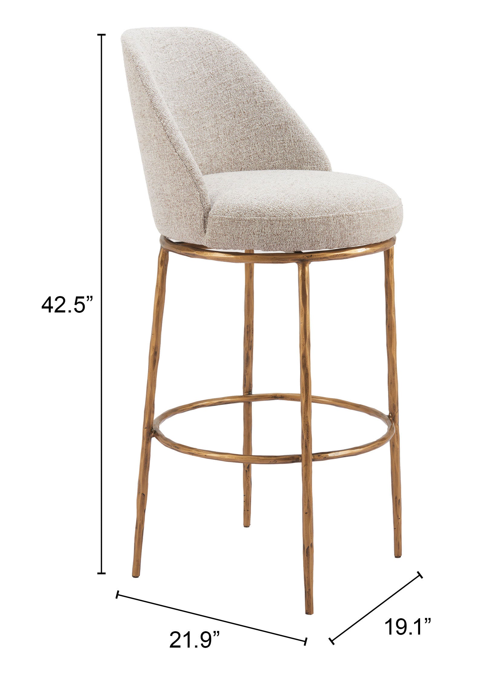 Nordhavn Swivel Barstool Beige & Gold