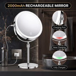 Makeup mirror demonstrating seamless dimming across warm, natural, and cool light