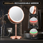 Makeup mirror demonstrating seamless dimming across warm, natural, and cool light