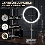 Makeup mirror demonstrating seamless dimming across warm, natural, and cool light