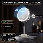 Makeup mirror demonstrating seamless dimming across warm, natural, and cool light