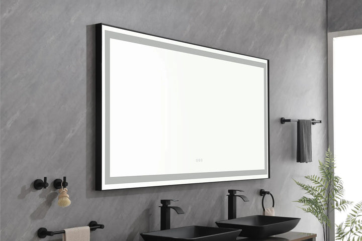 (ONLY FOR PICKUP) 72 in. W x 36 in. H Black Framed LED Single Bathroom Vanity Mirror in Polished Crystal Bathroom Vanity LED Mirror with 3 Color Lights Mirror for Bathroom Wall