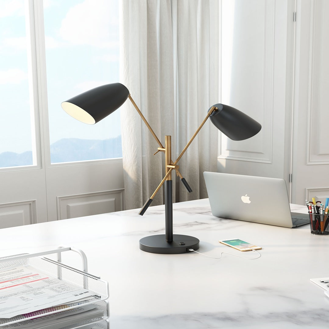 Tanner Table Lamp Black & Brass