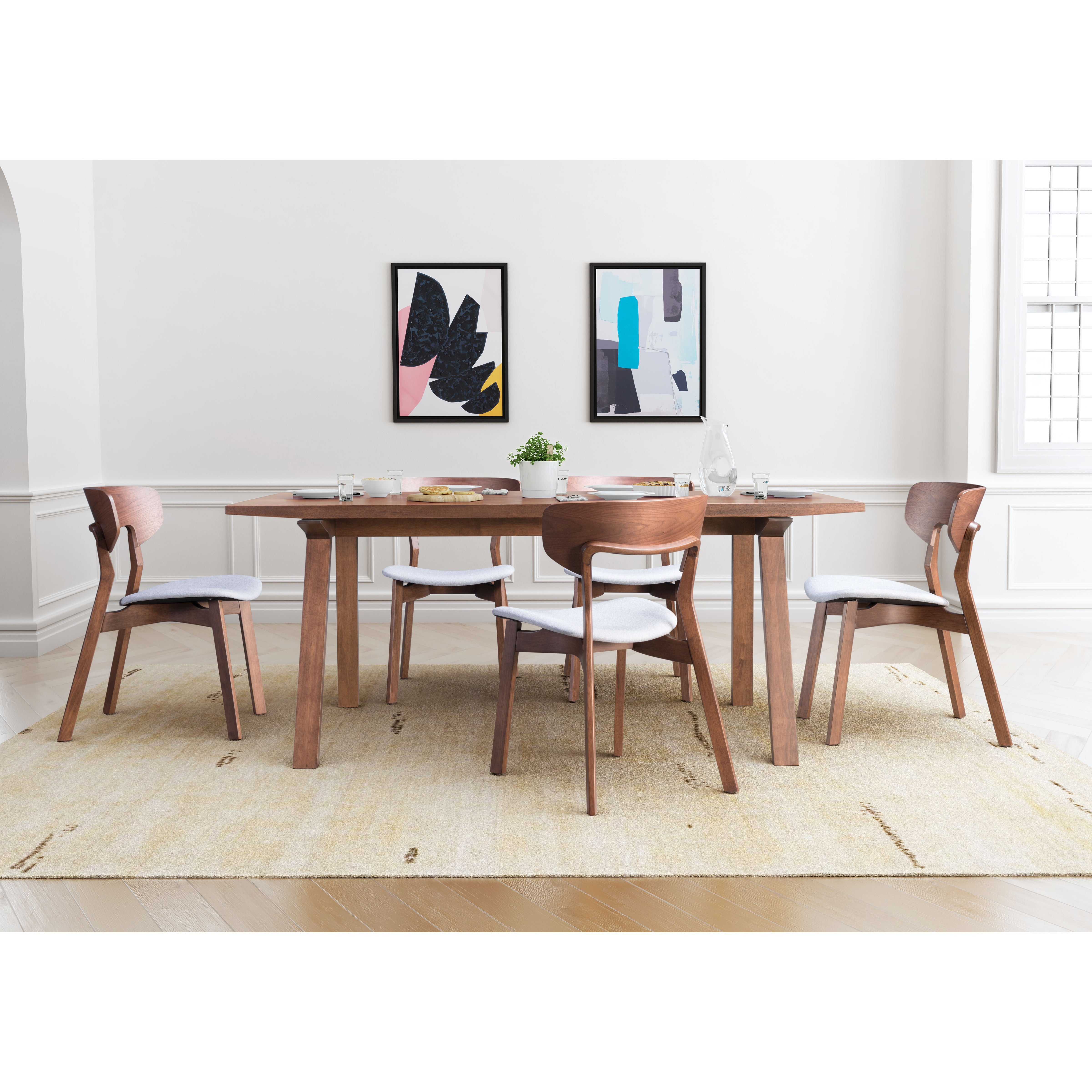 Russell Dining Chair Walnut & Light Gray