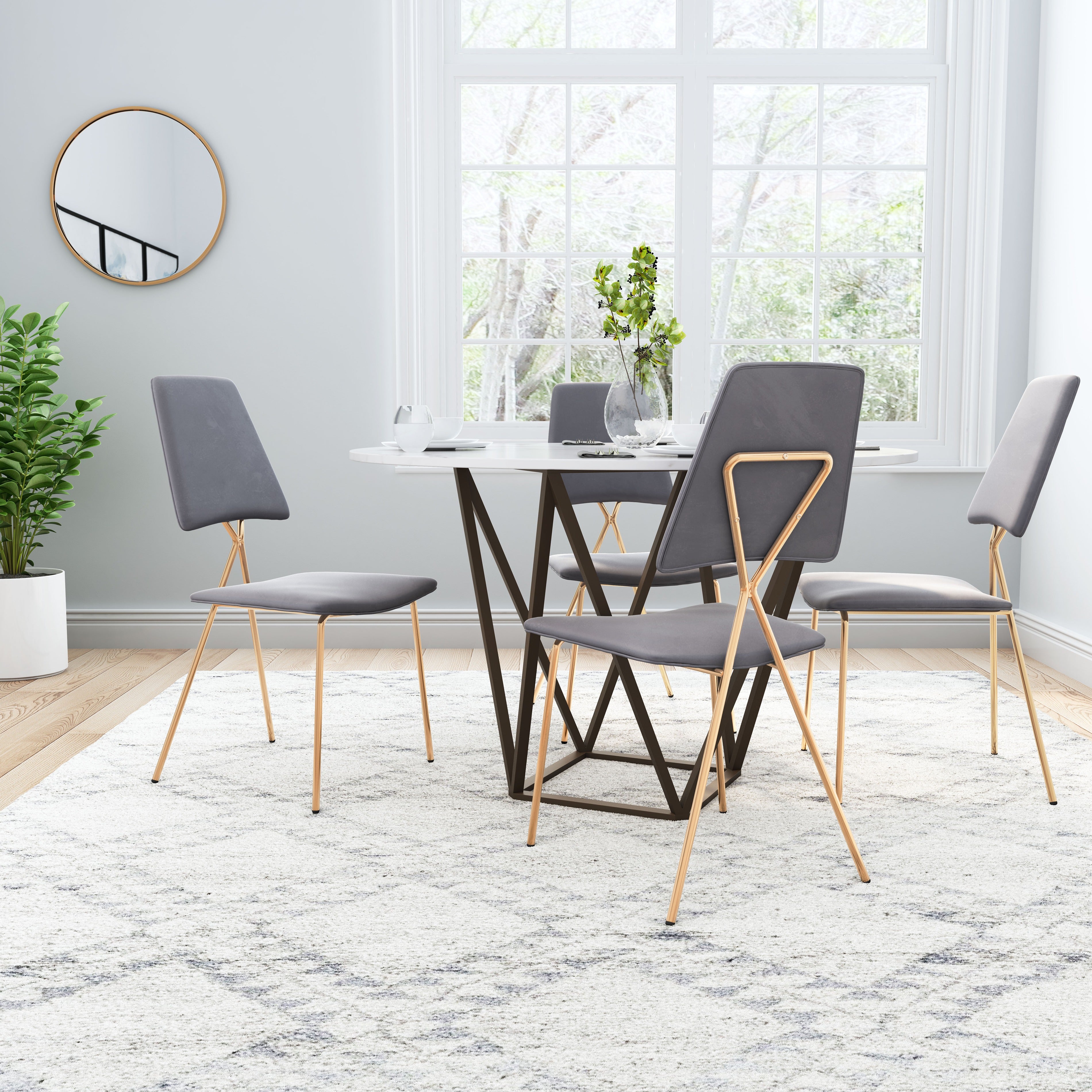 Chloe Dining Chair Gray & Gold