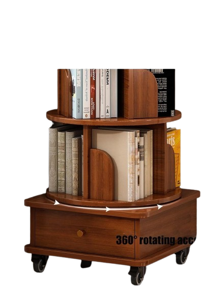 360° Rotating Bookshelf – 6-Tier Corner Bookcase with Wheels, Space-Saving Vertical Storage Rack | Trufairs