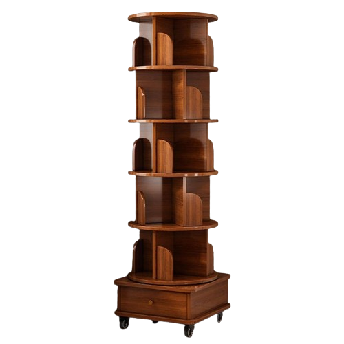360° Rotating Bookshelf – 6-Tier Corner Bookcase with Wheels, Space-Saving Vertical Storage Rack | Trufairs