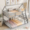Twin over Full House Bunk Bed with Built-in Ladder,Gray