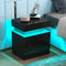 Modern Wood Black Nightstand for Bedroom with LED Light & 2 Drawers | Trufairs