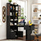 L-Shaped Corner Computer Desk for Home Office or Study desk, Study Modern Style Table with Drawers, Bookshelf & Hutch, 2-in-1 L-Shaped Design, Large Working Space,black