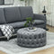 Velvet-Feel Tufted Coffee Table Ottoman – Plush Multi-Use Accent | Round Dark Gray Ottoman | Trufairs