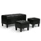 Tufted Vegan Leather Storage Ottoman Set – 3-in-1 Hidden Organizer | Midnight Black Bench | Trufairs