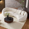 Modern Curved Sofa with Elegant Love Heart Design- Plush Beige Fleece Fabric Couch for Living Room (125.98" W x 62.2" D x 29.92" H)