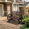 Rustic Garden Comfort Bench – Wagon Wheel Armrests & Weather-Resistant Durability | Outdoor Patio Seating | Trufairs