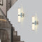Resin Imitation Marble and Chrome Wall Sconce – Set of 2 Modern Vertical Light Fixtures for Indoor Use | Bathroom & Hallway Lighting | Trufairs