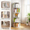5 Tier Rotating Bookshelf, 360° Display Round Spinning Bookshelf, Space-Saving, Small Space Rotating Bookshelf Tower for Bedroom, Living Room, Home, Office, Warm White