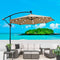 Tan 10 ft Outdoor Patio Umbrella Solar Powered LED Lighted Sun Shade Market Waterproof 8 Ribs Umbrella with Crank and Cross Base for Garden Deck Backyard Pool Shade Outside Deck Swimming Pool