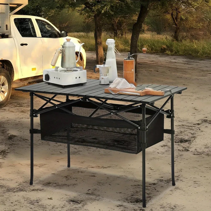 Folding Camping Table – Ultra-Compact Roll-Up Aluminum Portable Table with Storage & Carry Bag | Trufairs