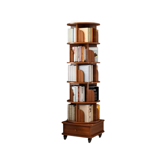 360° Rotating Bookshelf – 6-Tier Corner Bookcase with Wheels, Space-Saving Vertical Storage Rack | Trufairs